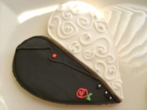 wedding photo - Wedding Day Bliss - Heart Wedding Cookie Favors - Tux Cookies - Gown Cookie Favors - 4.00 Each