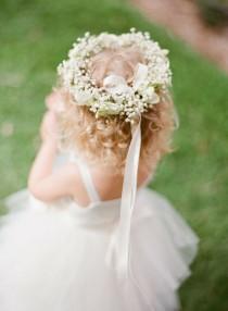 wedding photo - Flower Girl Halo Baby's Breath Wreath 