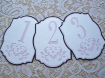 wedding photo - Wedding Table Numbers - Black Pink And White - Damask Cutout Table Numbers - Choose Your Colors