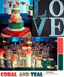 wedding photo - Coral Pink and Teal Color Palette