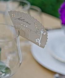 wedding photo - Laser Expressions Cherry Blossom Fan Die Cut Card