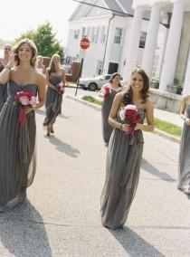 wedding photo - Dark Gray Bridesmaid Dresses 