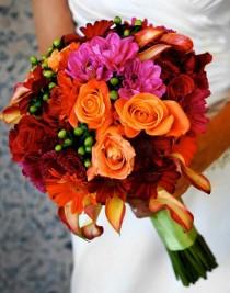 wedding photo - Bridal Bouquets  Bright And Bold