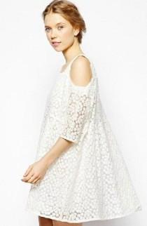 wedding photo - White Off The Shoulder Embroidered Lace Dress - Sheinside.com