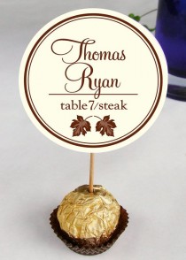 wedding photo - Wedding Reception Ferrero Rocher Escort Cards / Place Cards / Guests Name Cards / Placecards / Brown / Bronze / Leaf / Leaves / Autumn