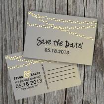 wedding photo - DIY Printable - Save The Date Postcard - String Of Lights