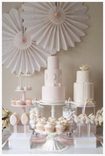 wedding photo - IVORY AND SOFT PINK DESSERT TABLE 