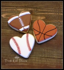 wedding photo - Sports Enthusiast Valentine's Day Hearts Hand Decorated Sugar Cookies