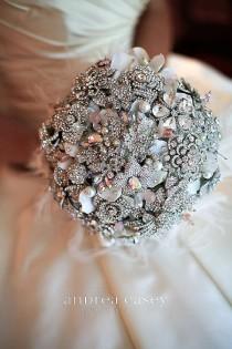 wedding photo - Deposit On A Rich Rhinestone And Blush Pink Brooch Bridal Wedding Bouquet--made To Order Brooch Bouquet