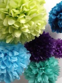 wedding photo - Peacock Wedding ... 40 Tissue Paper Pompoms - Peacock Party