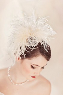 wedding photo - عرس الشعر الملحقات، قبعة الزفاف، الريشة الزفاف رئيس قطعة، FASCINATOR