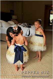 wedding photo - Gold Constellation Flower Girl Dress (your Choice Of Sash Color)