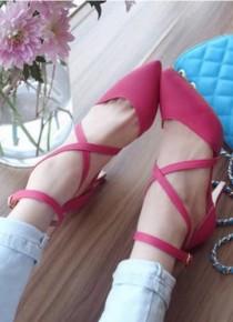 wedding photo -  Korean Style Hollow Out Low Heels Shoes Pink Pink SD0345