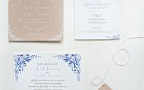 wedding photo - April + Angelo's Floral and Kraft Wedding Invitations