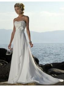 wedding photo -  Empire A-line Strapless Flower Belt Slim Chiffon Wedding Dresses WE0113