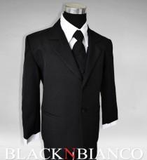 wedding photo - Boys Suits in Black Ring Bearer Outfit