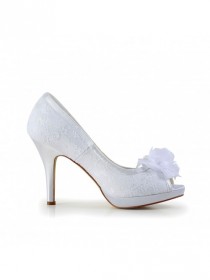 wedding photo -  Satin Peep Toe Stiletto Heel Shoes With Flower