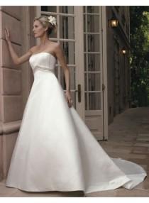 wedding photo -  A-line Strapless Sashes/Bow Cathedral Train Elegant Empire Taffeta Wedding Dresses WE2617