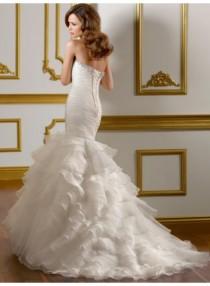 wedding photo -  Mermaid Sweetheart Beading Ruching Sweep Train Organza Wedding Dresses WE3995