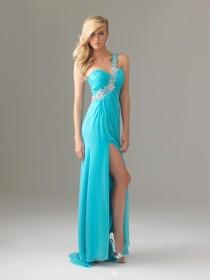 wedding photo -  Slitted Empire One-shoulder Floor-length Chiffon Prom Dress PD1071