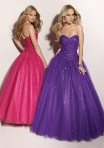wedding photo -  Deep Purple Beaded Ball Gown Sweetheart Tulle Prom Dress PD1078