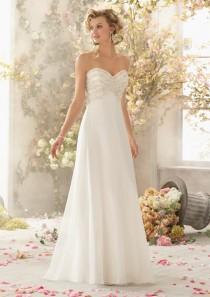 wedding photo -  Crystal And Pearl Beading On Delicate Chiffon Wedding Dresses(HM0244)