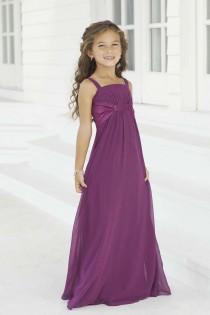 wedding photo -  Purple Chiffon Long Flower Girl Dresses
