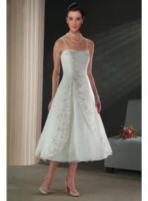 wedding photo -  A-line Tea-length Empire Spaghetti strap Princess Wedding Dresses WE1090