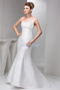 wedding photo -  White Floor Length Sheath Sweetheart Satin Prom Dress With Appliquess(ZJ6732)