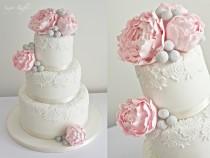 wedding photo - Pink Peony Wedding Cake