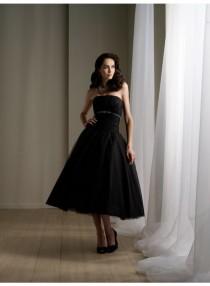 wedding photo -  Ruffle Ball Gown Princess Empire Crystal belt Tea-length Wedding Dresses WE1036
