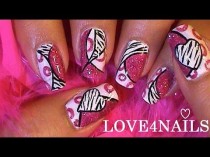 wedding photo - Hot Pink Zebra Mix & Match modèle Nails!