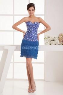 wedding photo -  Find Your Sheath Blue Mini Satin & Tulle Sweetheart Prom Dress With Beading Sequins(Zj6848) Here ,Wanweier Prom Dresses - A perfect moment for you.