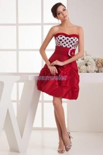 wedding photo -  Find Your Red Sheath Sweetheart Mini Taffeta Prom Dress With Beading And Flowers(Zj6863) Here ,Wanweier Prom Dresses - A perfect moment for you.
