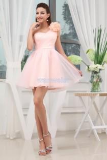 wedding photo -  Find Your Fascinating Sheath Short Mini One Shoulder Chiffon Pink Cocktail Dress With Shirring(Zj5463) Here ,Wanweier Cocktail Dresses - A perfect moment for you.