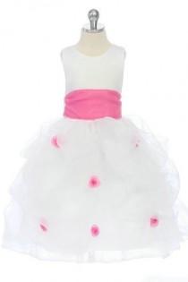 wedding photo -  Pink And White Bow Trimed Organza Princess Affordable Girls Party Dress, Flower Girl Dresses - 58weddingdress.com