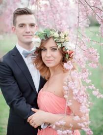 wedding photo - Glam Engagement Photos Amongst the Cherry Blossom Trees: Brittany + Michael