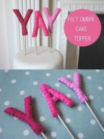 wedding photo - Sweet And Personalized DIY Felt Ombre Wedding Cake Toppers 
