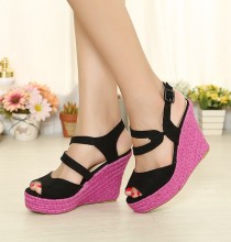 wedding photo -  Candy Color Bohemian Style Hollow Out Flat Shoes Black Black SD0218