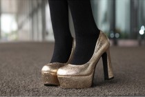 wedding photo -  Sexy Style Fish Mouth High Heels Shining Pumps Silver PM0603
