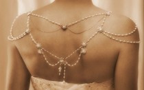 wedding photo - Halskette für die Schultern, 1920, The Great Gatsby, Perlen, Strass, Silber, OOAK Braut Hochzeit Schmuck, Victorian, Made By Efr