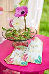 wedding photo - Flamants roses lumineux et Exotic Palms