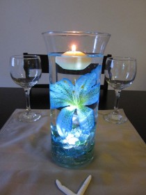 wedding photo - Ocean Blue Tiger Lily свадьбы центральным комплект синий мрамор и свет
