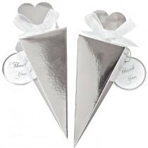wedding photo - Cone Favor Kit Makes 50-Silver