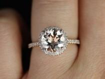 Sweetheart Size Kubian 14kt Rose Gold Round Morganite And Diamonds Halo Engagement Ring (Other Metals And Stone Options Available) wedding photo - Sweetheart Size Kubian 14kt Rose Gold Round Morganite And Diamonds Halo Engagement Ring (Other Metals And Stone Options Available)