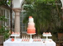 wedding photo - Orange-Rüschen - Hochzeit Süße Tabelle