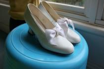 wedding photo - Alan Pinkus mariage en cuir chaussures de mariée Taille 6, blanc nacré, Fab Etat
