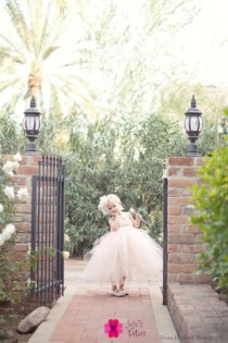 wedding photo - Sweet Sophistication Flower Girl Dress, Shown In Peach
