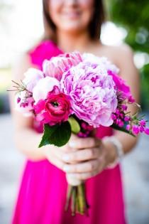 wedding photo - Hot Pink Bridesmaids Bouquet