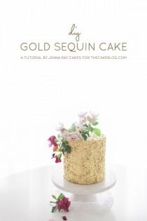 wedding photo - DIY : Gold Sequin Cake